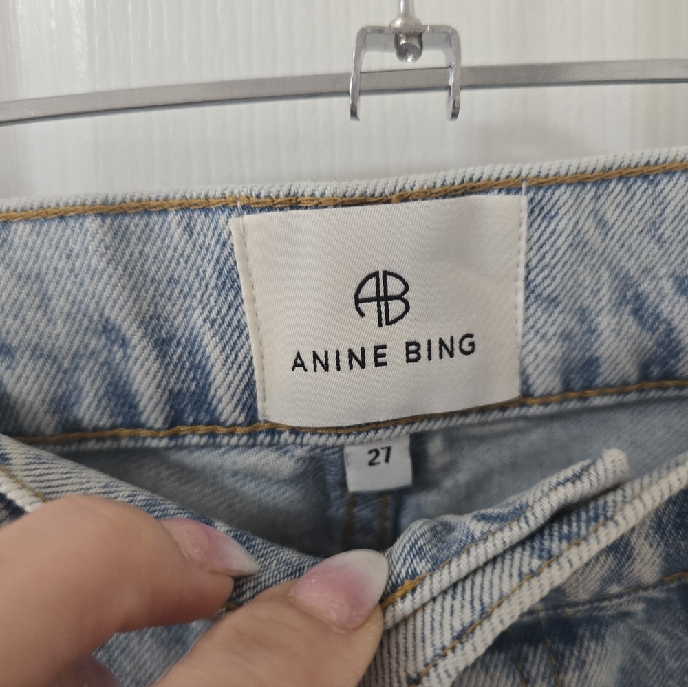 Anine Bing Kate High Rise Slim Straight Jeans In Distructed Bleached New Size 27 - Picture 7 of 13